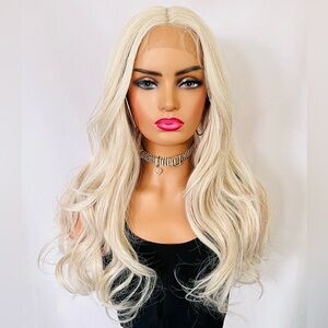 Unisex Platinum Spice Color Premium Fiber Lace Front Wig #gorgeous 🙌